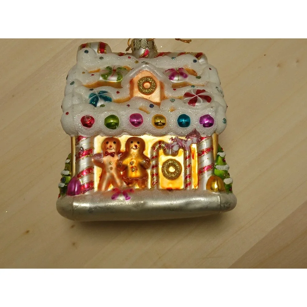 Ameri Christmas Glass Gingerbread House Christmas Ornament